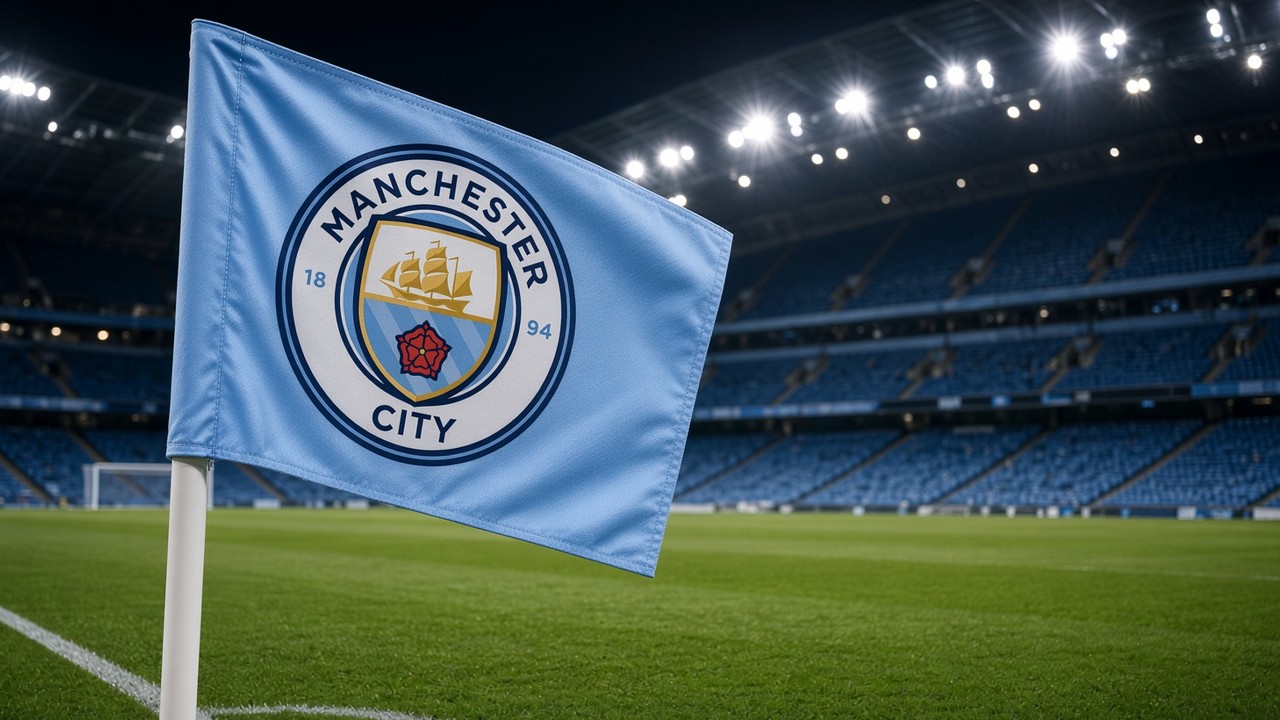 Manchester City corner flag at the Etihad Stadium